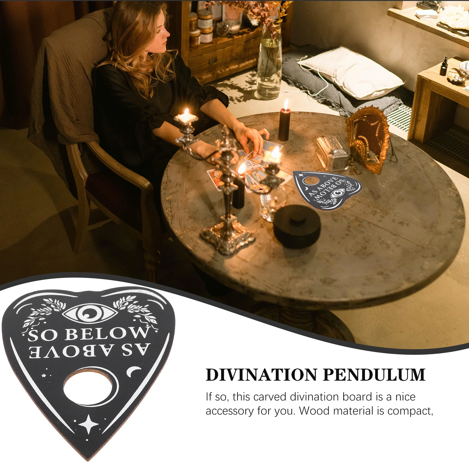 

Carving Divination Plate Tarot Wooden Board Decorative Tool Prop 3 White Pendulum Answer Boards Altar Supplies Practical