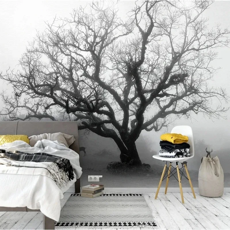 3D Photo Modern Simple Home Decor Big Tree Branches Black White Wallpaper Bedroom Living Room TV Sofa Backdrop Wall Mural