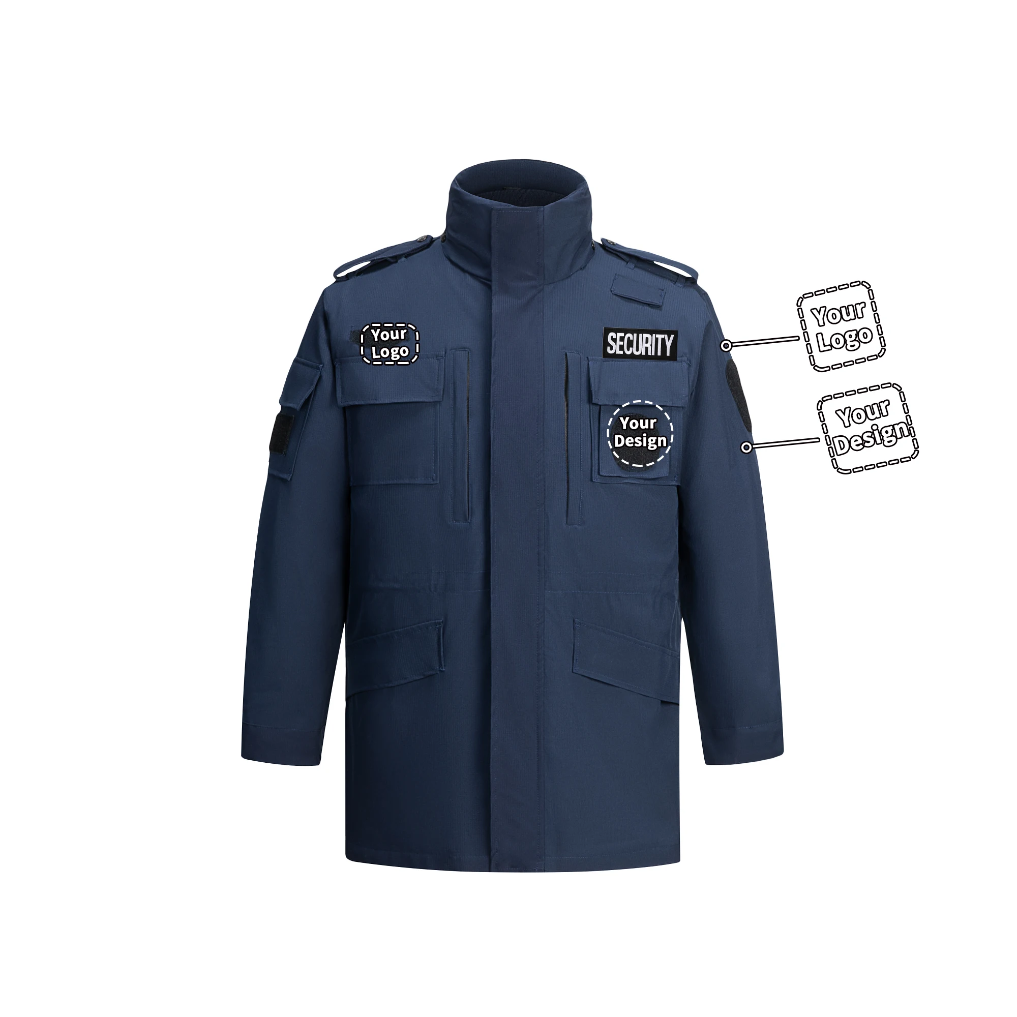 Heren casual bewaker politie tactisch zwart blauw sneldrogend warm waterdicht jack kapmantel kleding