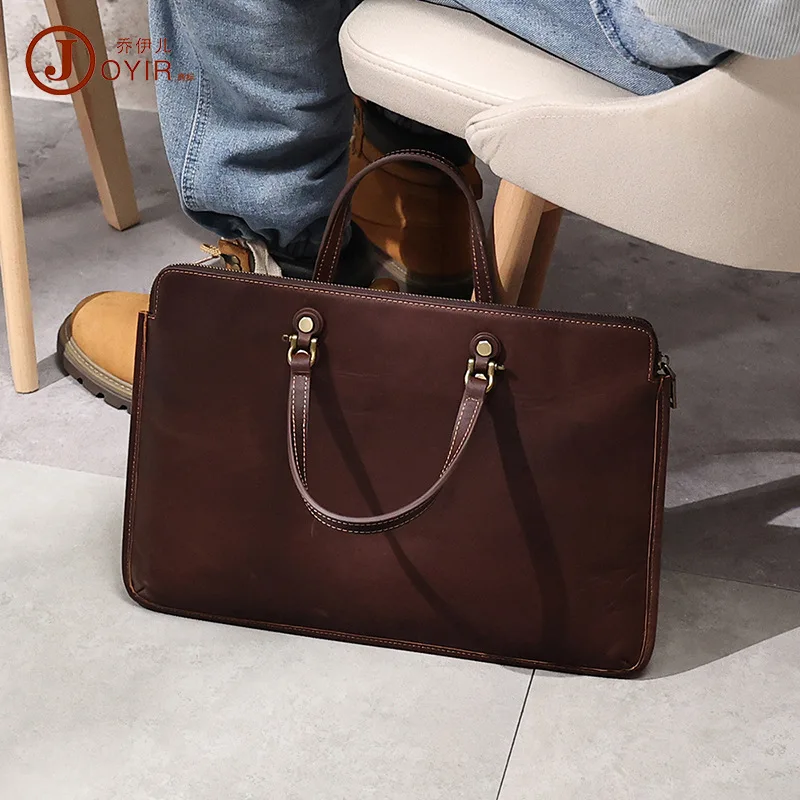 

Laptop Bag Genuine Leather Business Laptop Bag Crazy Horse Leather Vintage Men's Computer Storage Bag Men's Bag