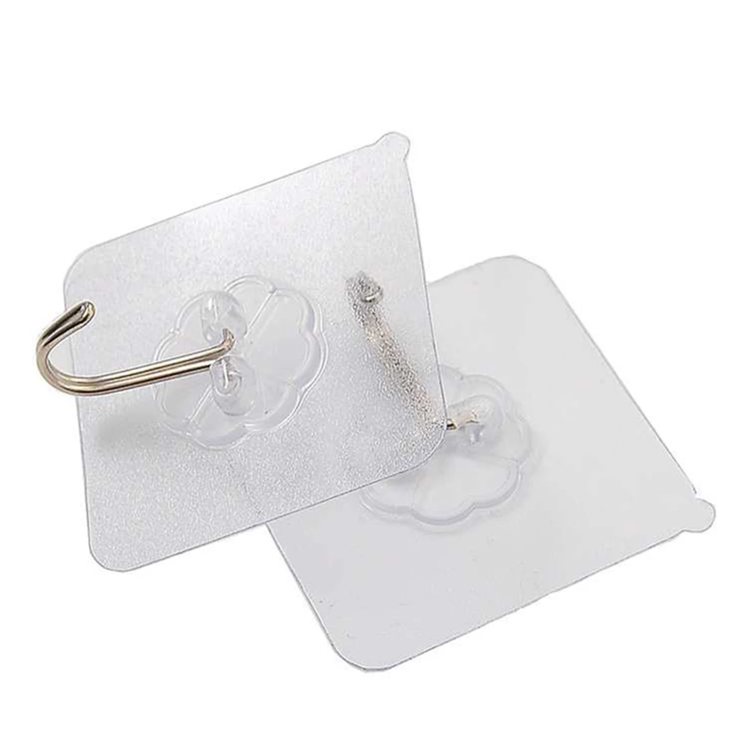 Hook Up Transparent Hook 20KGS 6x6cm PVC + Stainless Steel Transparent Wall Mounted Wall Sticky Hooks Self Adhesive