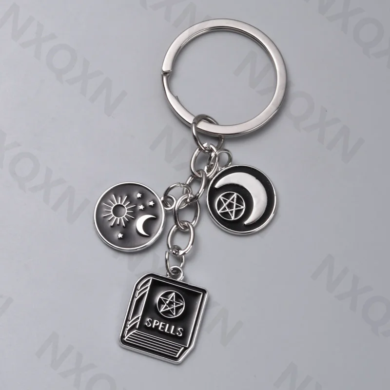 كتاب السحر الأسود التارو بطاقة مجموعة للرجال والنساء ، والمجوهرات المصنوعة يدويا ، الكريستال الكرة المفاتيح ، القمر ، نجمة حلقة رئيسية ، هدية الصداقة ، ببساطة #2