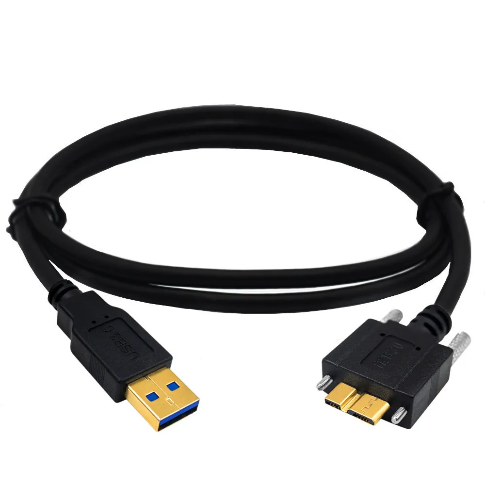Cable USB3.0 a Micro B, Cable de datos USB tipo A Micro-B rápido de 5Gbps para cámara Industrial HDD S5 Note 3 D800 D800E D810 con tornillos