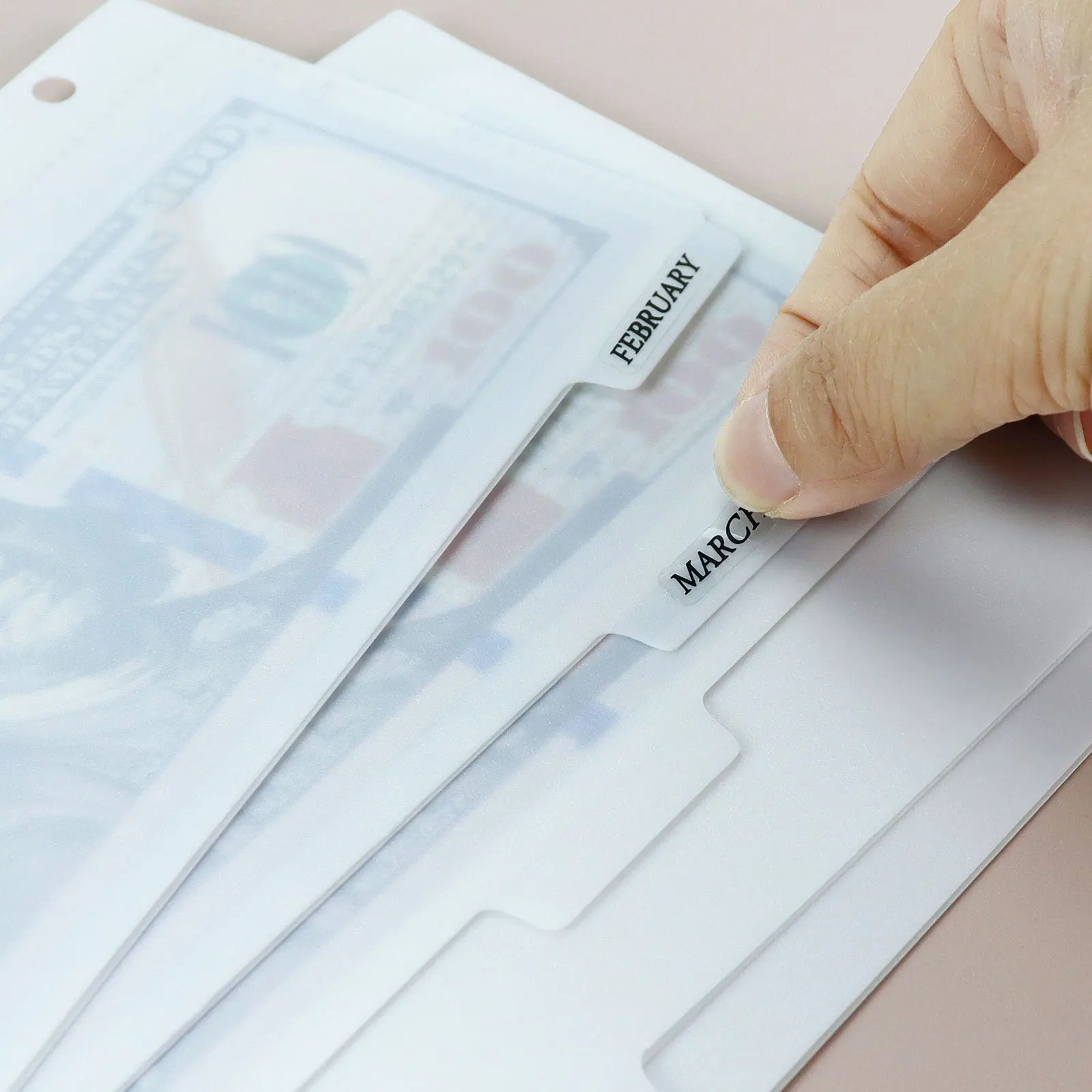 5Pcs A7 Pink Black Binder Pockets Binder Folders for Notebook Divider Page Waterproof PVC Leaf Document Filing Bag