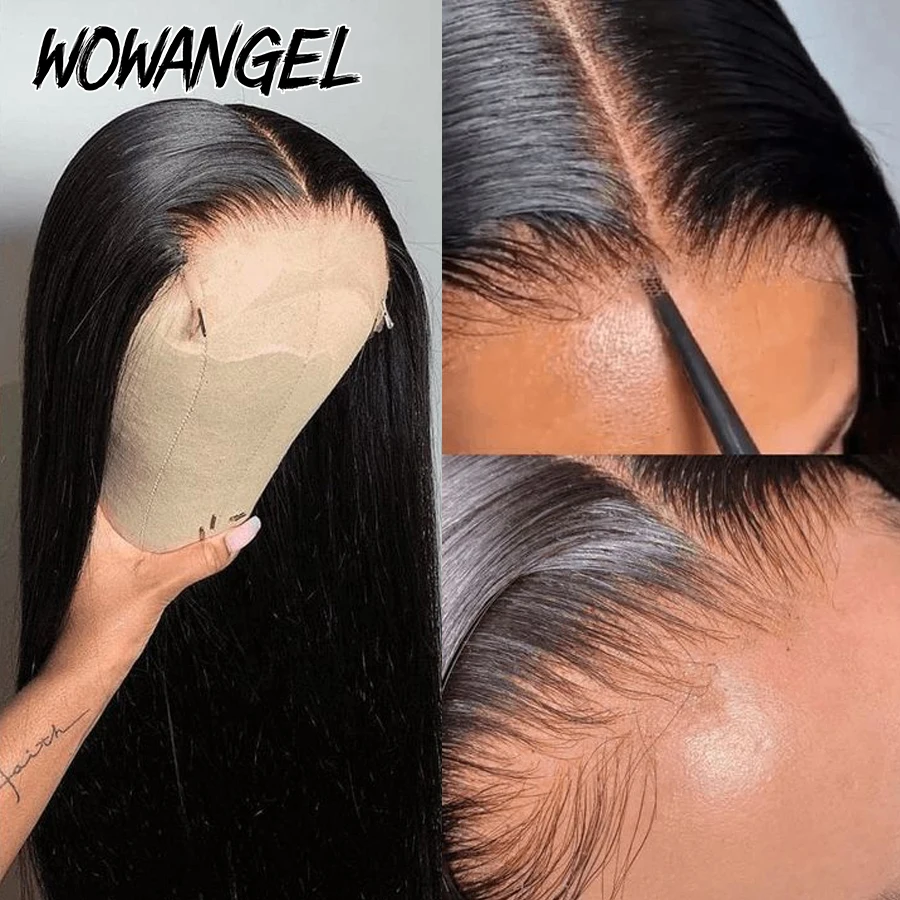 Wow Angel 5x5 HD Lace Closure Wigs Human Hair Wig Straight 250% Glueless Wig Ready to Wear Preplucked Middle Part Wigs for Woman