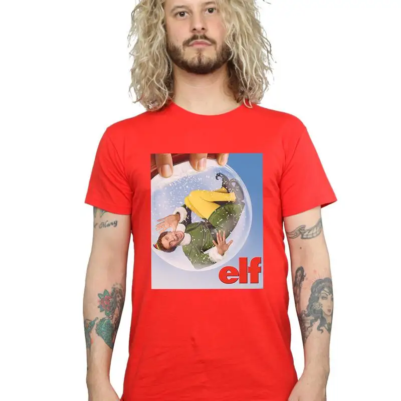 Camiseta con póster de globo de nieve de elfo para hombre