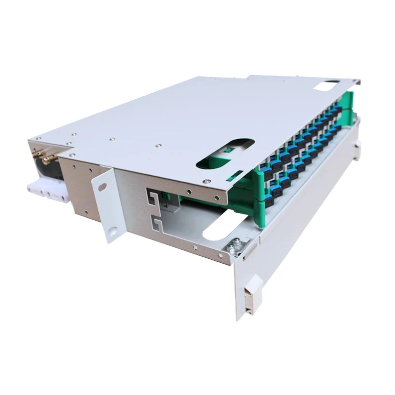 Optical Fiber Distribution Frame, Fiber Patch Panel, Rack Mounted, SC Pull Type, FTTH, ODF Port, 19 Inch, 24 Core