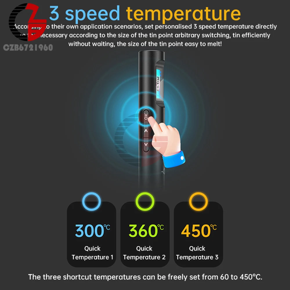 USB Type-C Soldering Iron Kit 100W Adjustable Constant Temperature Intelligent Electric Soldering Iron Mute Repair Welding Tools
