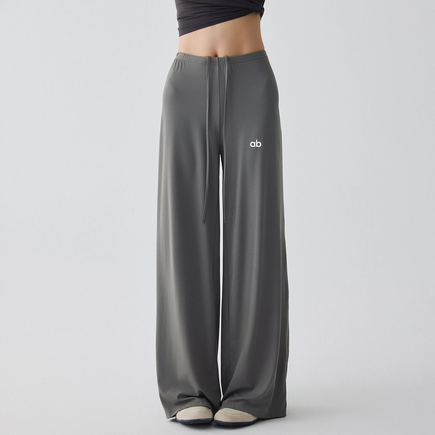Women Wide Leg Yoga Pants Drawstring Loose Drape Straight Leg Long Pants Fitness Running Pilates Training Sports Trousers