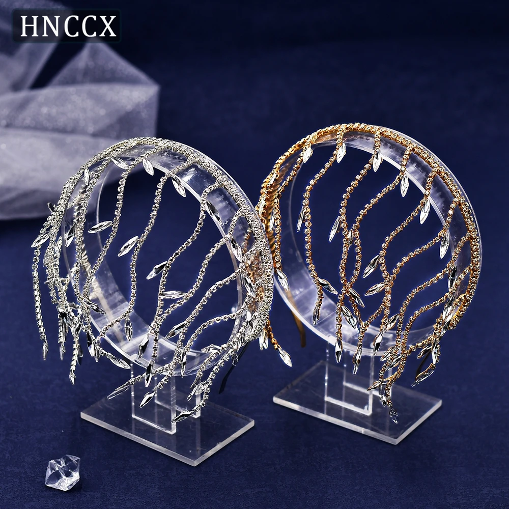 

YouLaPan Rhinestone Tassel Hair Hoop Pageant Crown Headband Unique Bridal Headpiece Exquisite Wedding Hair Accessories HP483