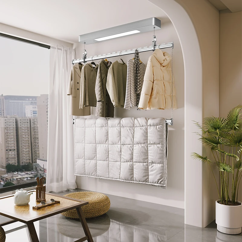 Intelligent Remote Control Smart Electric Clothes Dryer Dual Heater Automatic Drying Machine Hanger Rack Indoor Balcony Bathroom