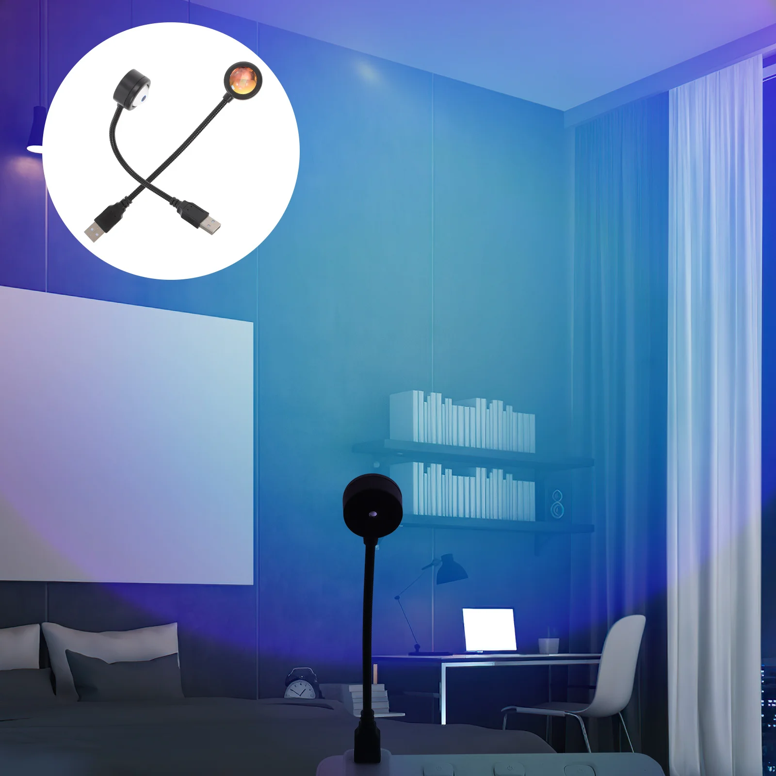 

2pcs Sunset Lamp Usb Powered Led Colorful Gradient For Bedroom Night Light Decor Romantic Atmosphere Living Room Party Game Room