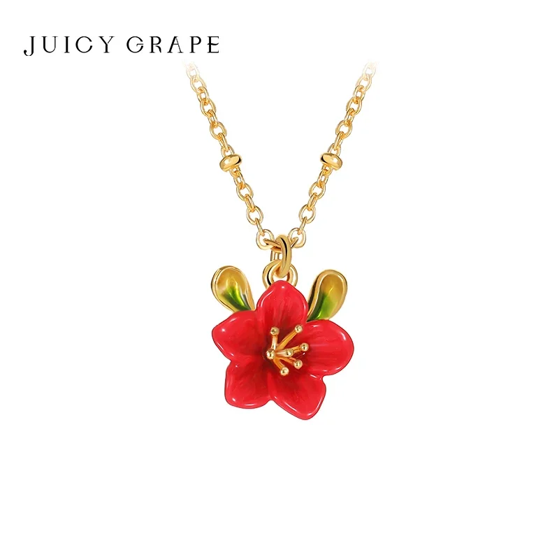 

New Enamel Flower Necklace for Women 18K Gold Plated Elegant and Minimalist Collarbone Chain Birthday Christmas Gift