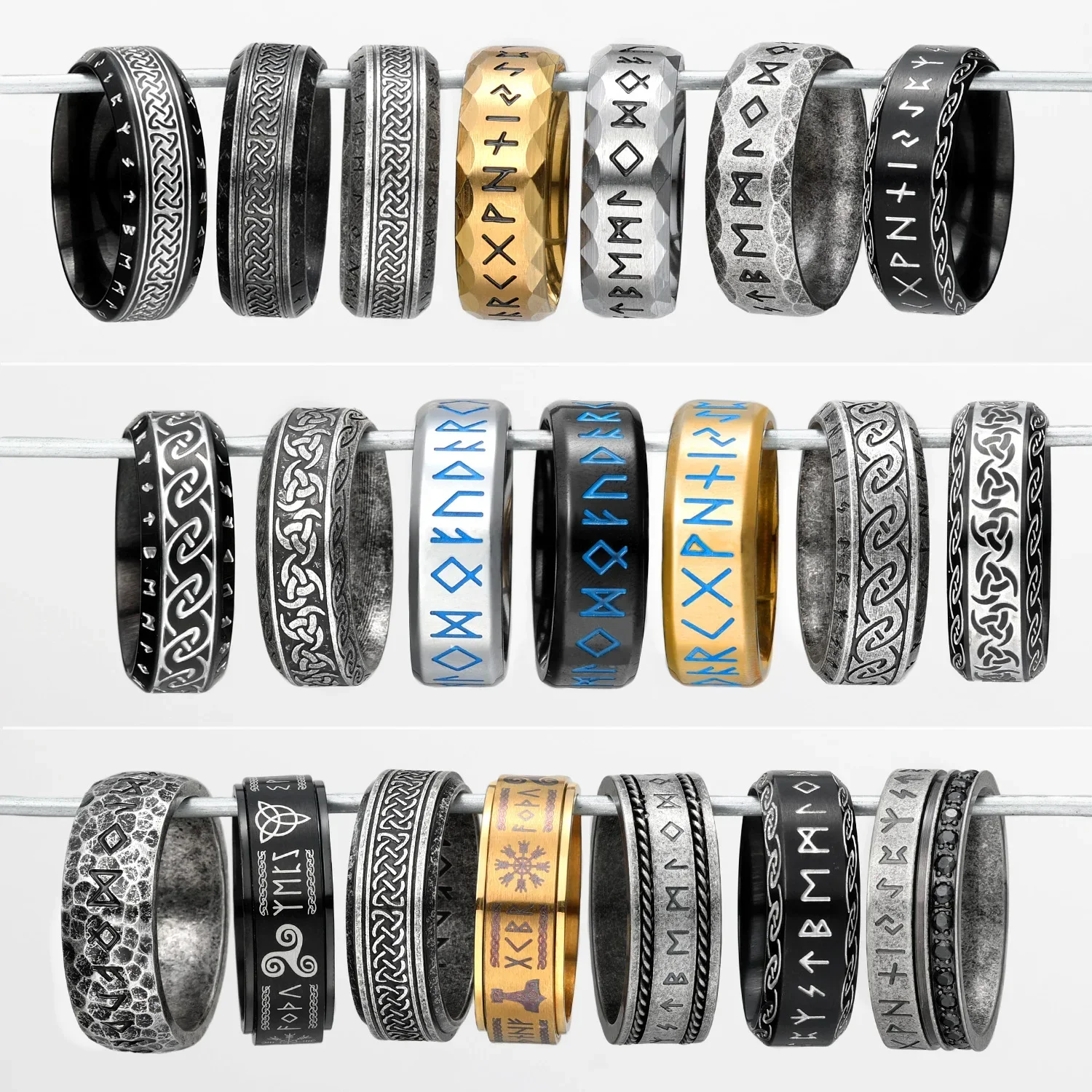 Multi Style Nordic Viking Rune Ring for Men Women Simple Amulet 316L Stainless Steel Vintage Viking Ring Jewelry Free Shipping