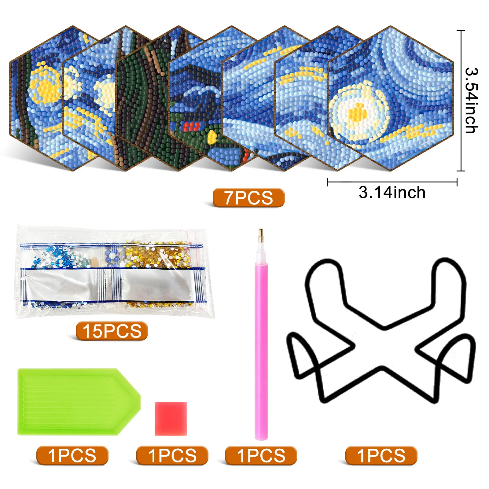 

Diamond Painting Coaster Wooden Placemat Van Gogh Starry Sky Mandala Diamond Sticker DIY Handmade Diamond Painting
