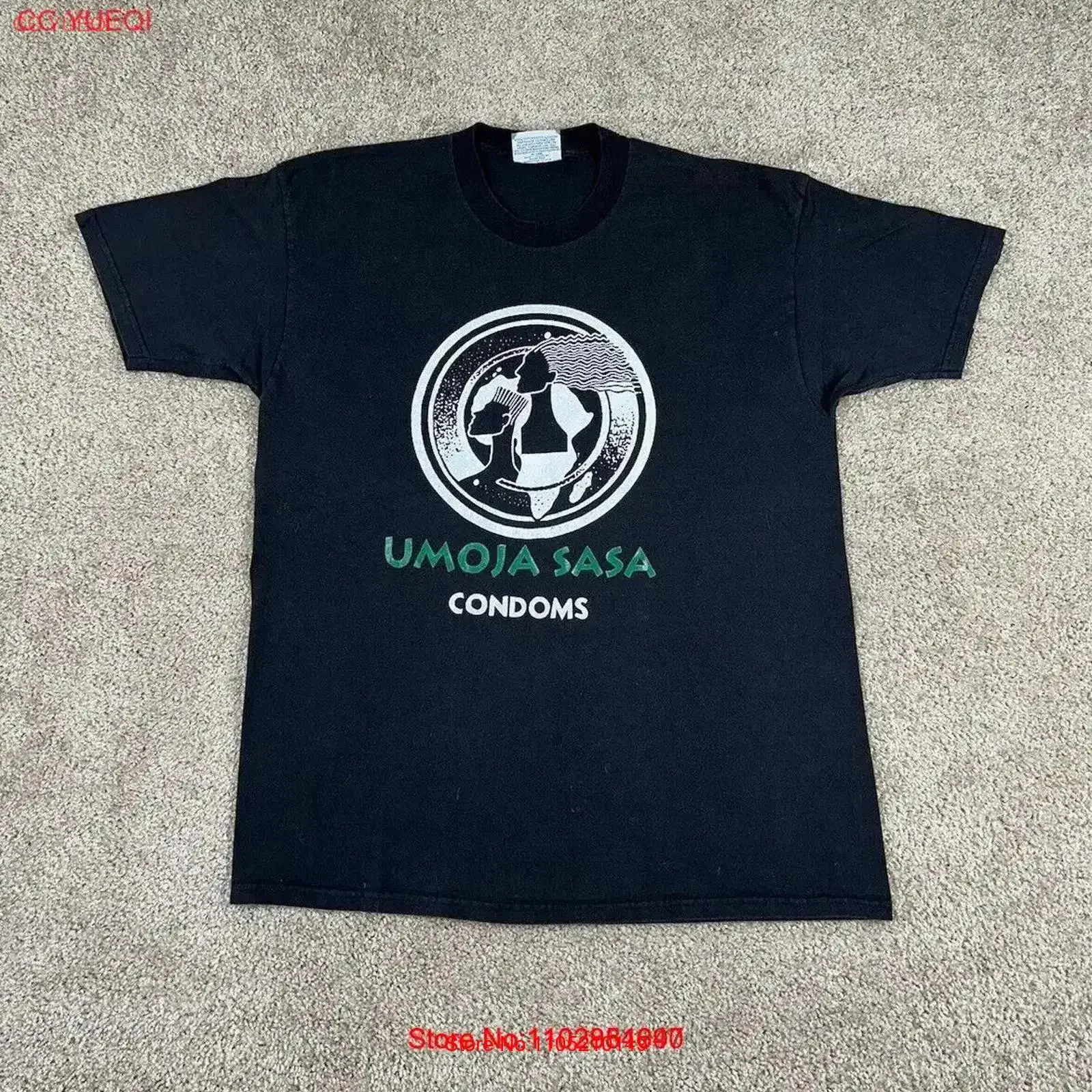 Vintage U deta Sasa condones protegen la sangre negro Promo camiseta tamaño XL vintage lavado Unisex transpirable streetwear