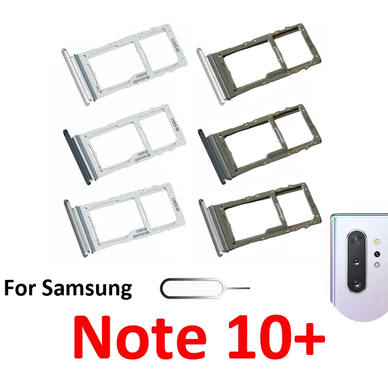 Für Samsung Galaxy Note 10+ 10 Plus N975 N976 Handy SIM-Kartenhalter Micro-SD-Kartensteckplatz Einzel- oder Dual-SIM Schwarz