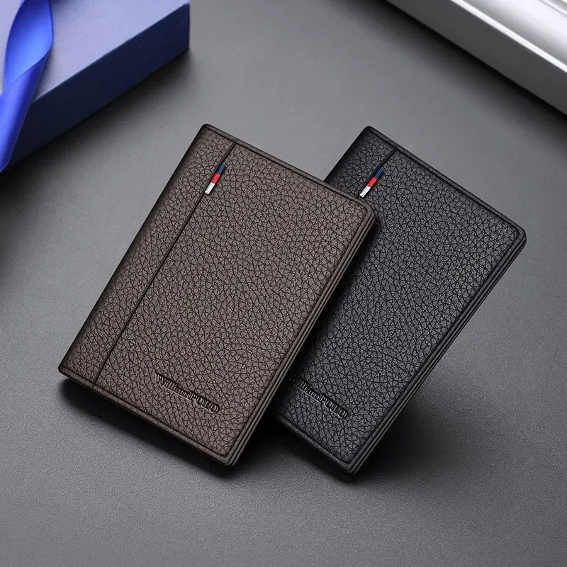 Luxury brand Mini Ultra-thin Small Wallet Men's Short Leather Small Card Holder Youth Wallet Real Leather Coin Purse WILIAMPOLO image 2