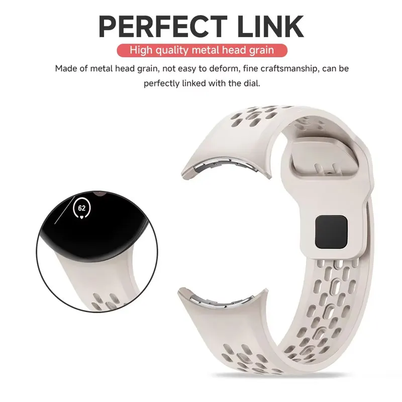 Silicone Watch Band For Google Pixel Watch 5 4 45mm Porous Breathable Strap Sport Wristband For Google Pixel Watch 3 45mm Correa