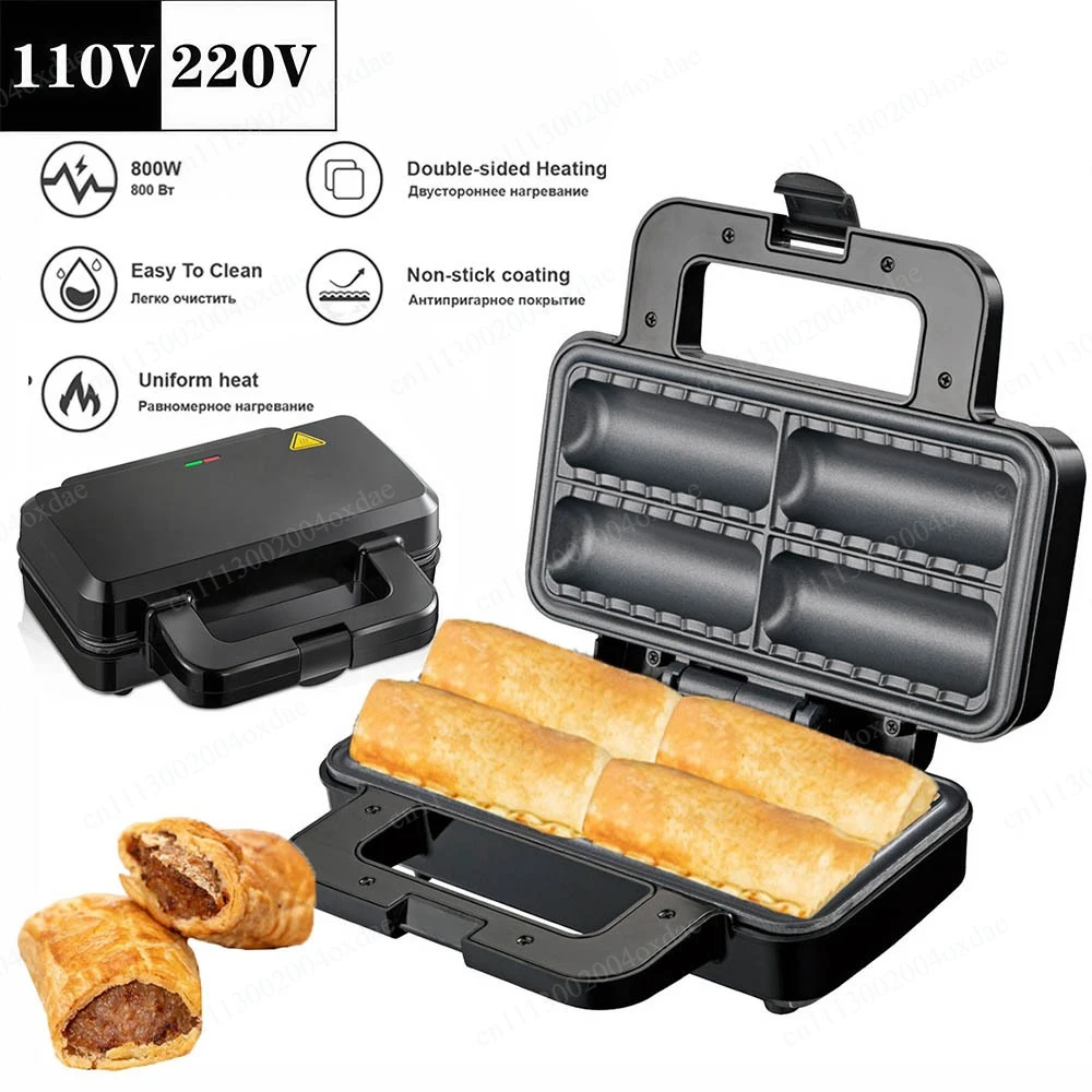 Hot Dog Household Sausage Maker with Breakfast Sandwich Waffle Machine, Multi-Function Kitchen Appliance for Home Cooking Use