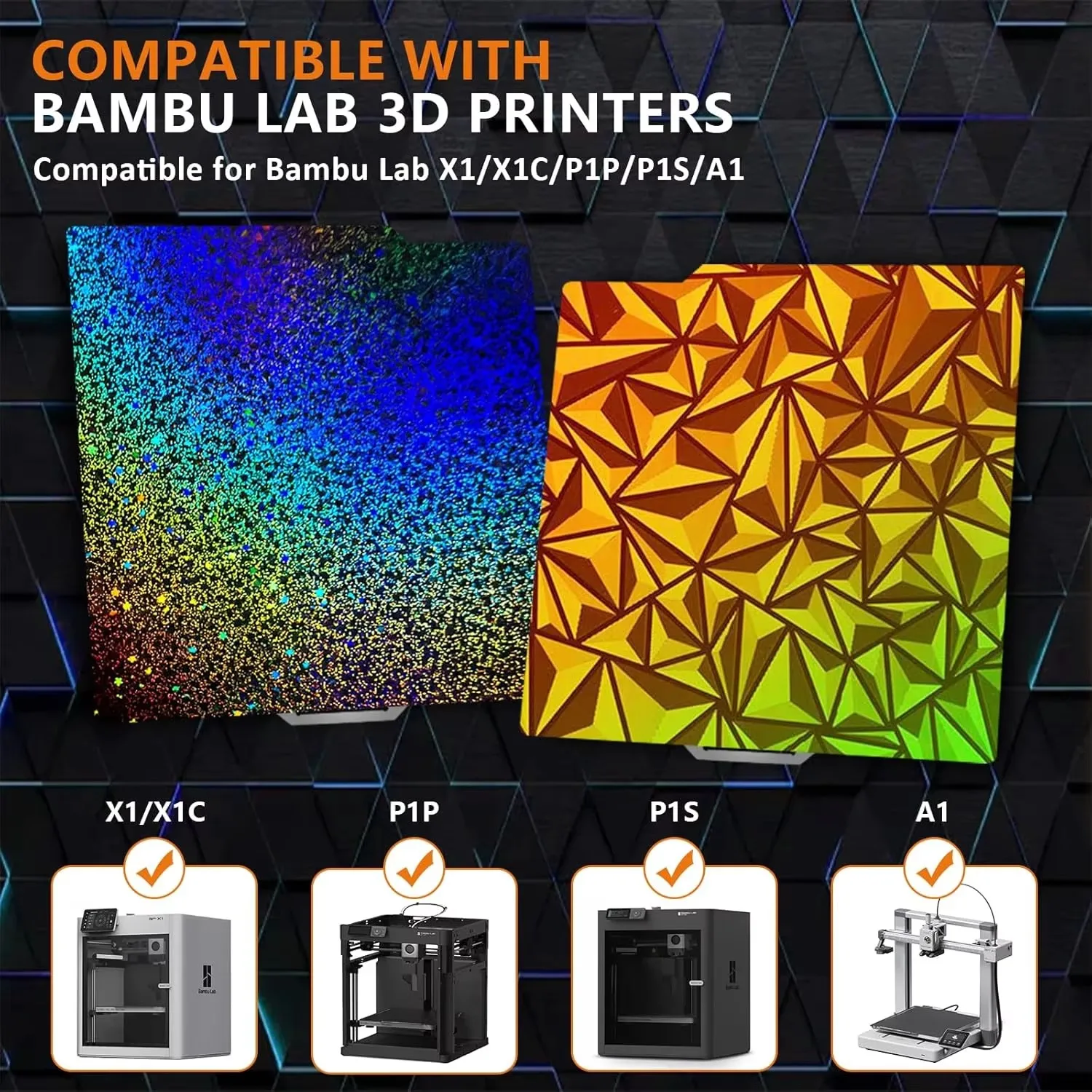 

Текстурированный PEI для Bambu Lab A1/X1/X1C/P1/P1P/P1S 257x25 7 мм пружинная стальная пластина, гибкая фотография для 3D принтеров Bambu Labs