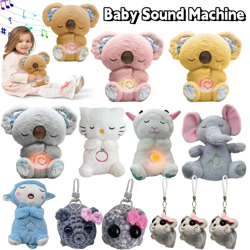 Little Lamb Baby Sleep Soother with Music Lights Rhythmic Breathing Motion Baby Sound Machine Plush Comfort Doll for Newborns