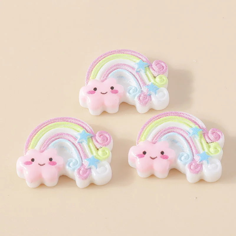 15Pcs Kawaii Regenbogen Charme Harz Flatback Cabochon Scrapbooking DIY Armband Ohrring Charms Hairbow Dekoration Zubehör – Detail 7