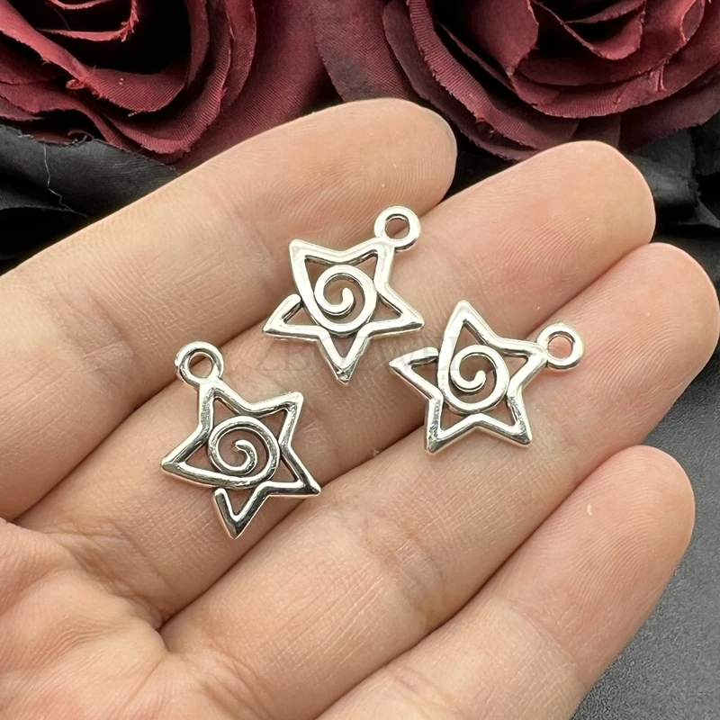 20pcs 17*20mm Antique Sliver Color Swirl Star Charms Celestial Pendant Designer Charms Fit Jewelry Making DIY Jewelry Findings