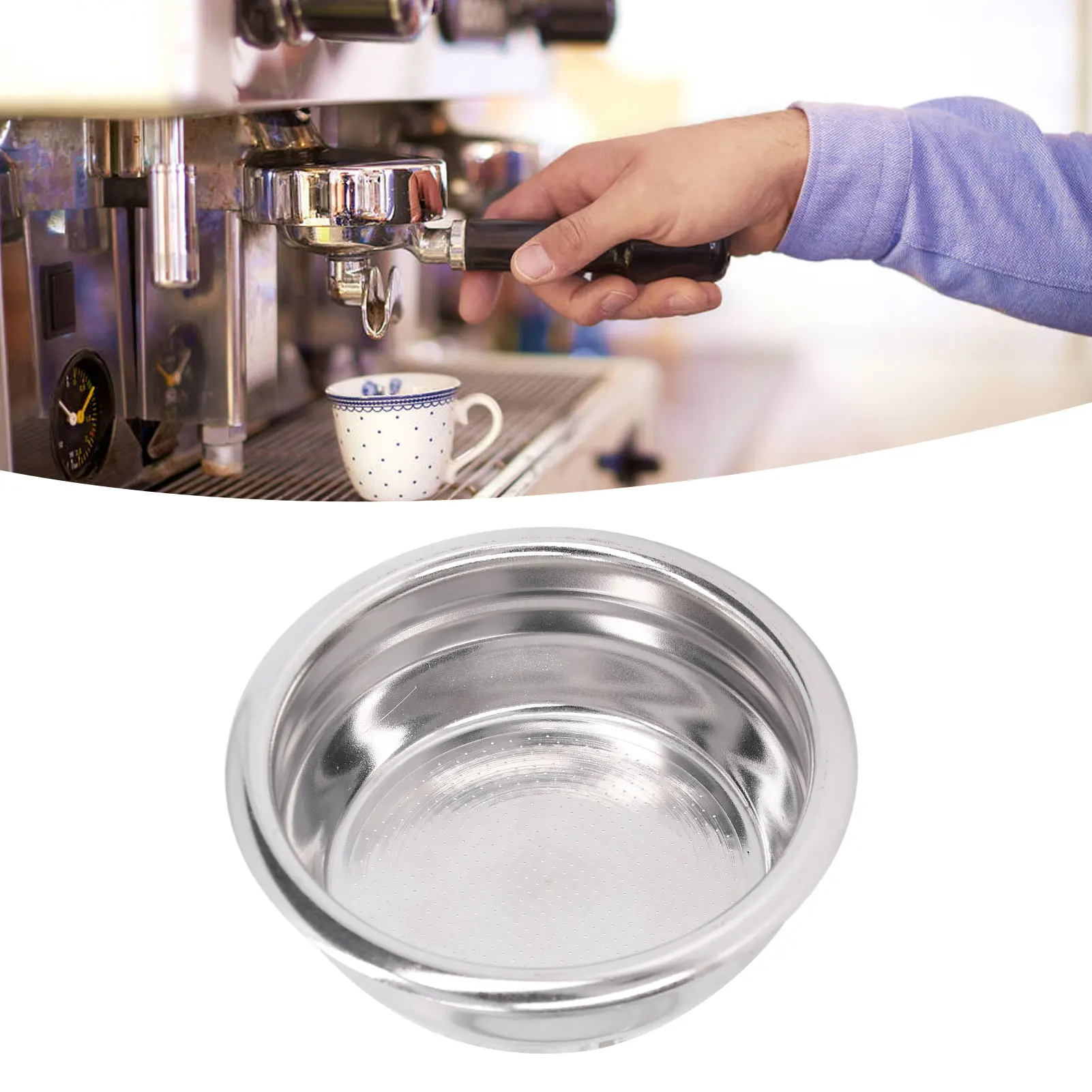 Coffee Filter Basket Portafilter Filter Eco Friendly 2 Cup Stainless Steel Corrosion Resistant Reusable for 58mm Handle