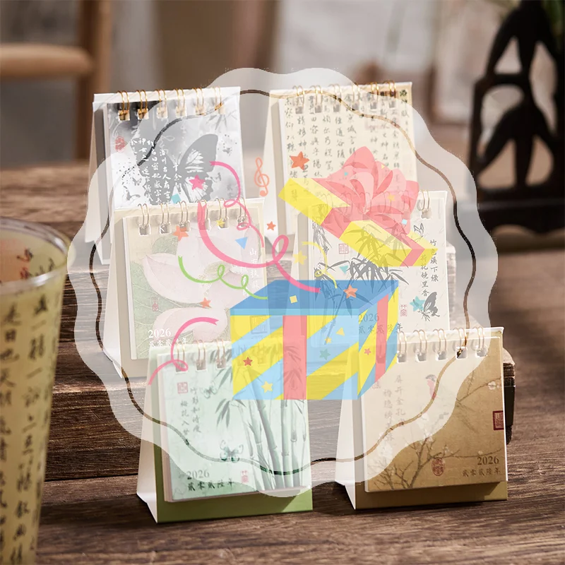 

Мини-простой календарь на 2026 год, маленький настольный календарь, креативный катушечный календарь-планировщик, украшение для рабочего стола, офисные канцелярские принадлежности