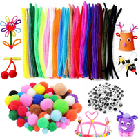 300pcs Kids Art Craft Supplies Set DIY Activities Parties 100 Pipe Cleaners 100 Pompoms 100 Wiggle Eyes Self Adhesive Toys Gifts