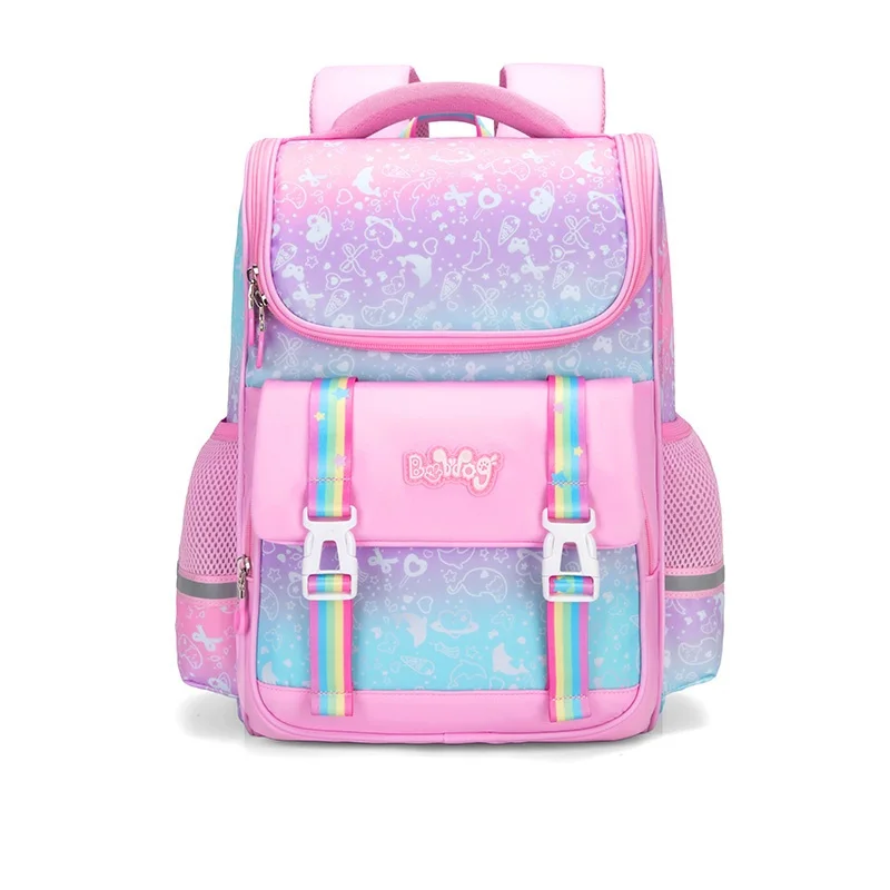 Mochila escolar con nudo de lazo primario para niñas, colgante de conejo, mochila de ortopedia para niños, Bolsa Escolar impermeable Kawaii