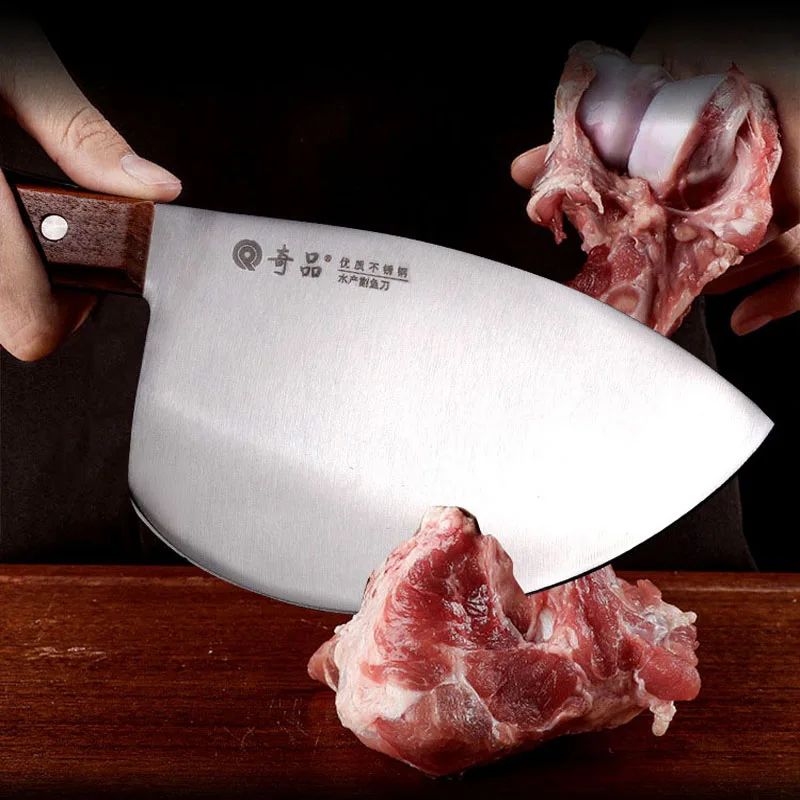 

Forged Butcher Cleaver Knife Stainless Steel Meat Fish Fruit Vegetables Slicing Chinese Household Kitchen Chef Knife Tools