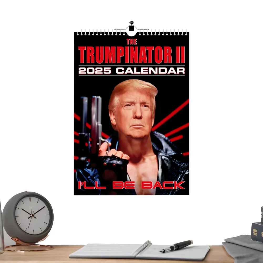 Calendario Trump 2025 The Trumpinator 2025 Calendario de pared Divertido tipo duro Donald Trump Calendario colgante Planificador para la oficina en casa