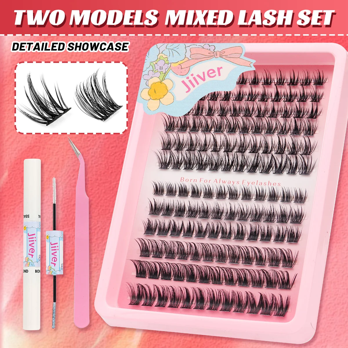 Lash Bond En Seal Lash Extensie Kit Gemengde Lengte Sterke Hold Natuurlijke Waterdichte Wimper Dagelijkse Make-Up Persoonlijke Newbie Wimpers