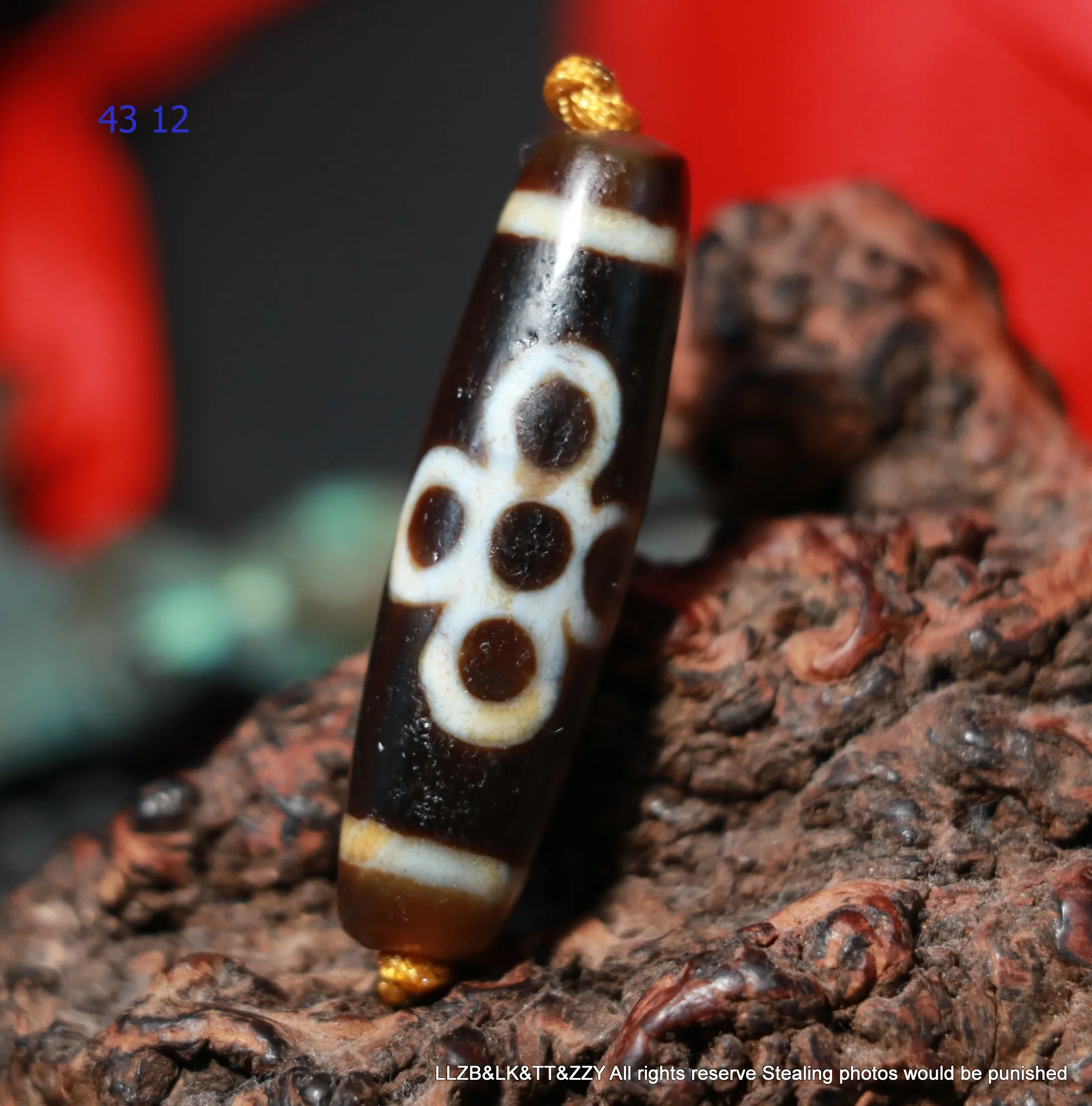 

Power Energy Tibetan Old Agate 5 Eye Lightening Wave Symbol dZi Bead Amulet Fit For Bracelet Top Quality Timestown UPb56