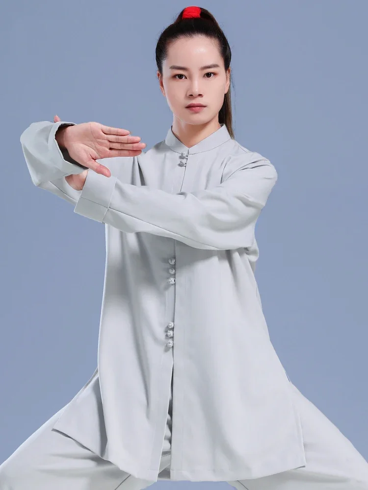 Vêtements en lin mélangé respirant Kung Fu Tai Chi, vêtements d'arts martiaux, uniforme Taijiquan Wushu, Style chinois, gris clair, nouveauté 2022