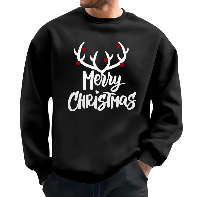 New Autumn/winter Christmas Round-neck Hoodie with Digital Printed Patterns, European/American Men's and Women's Warm Pullover