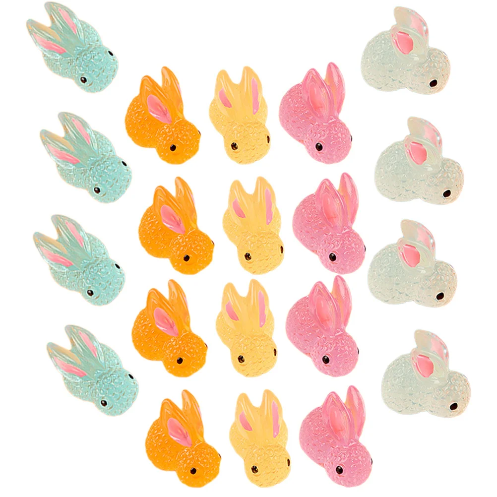 25 pçs mini resina coelho decoração brilho no escuro mesa coelho ornamentos luz da noite em miniatura coelho ornamentos mini coelho decoração