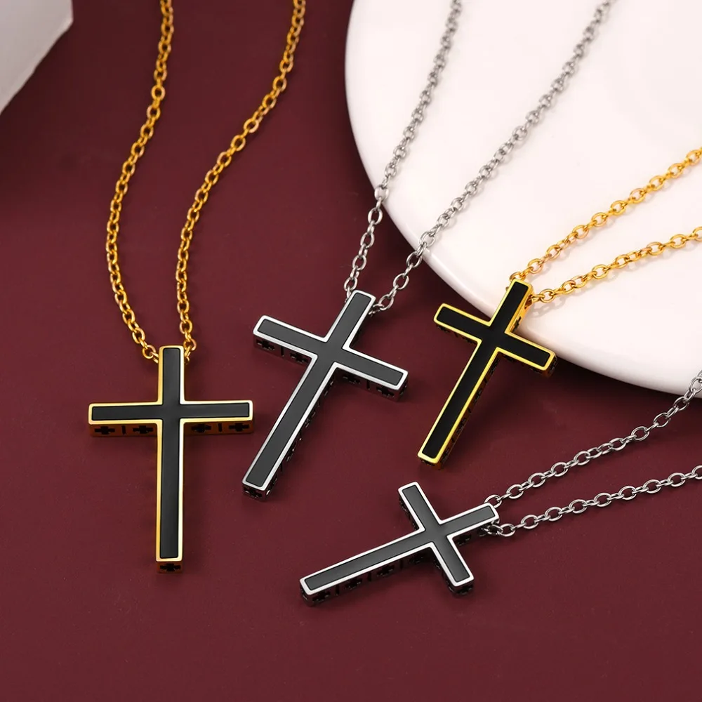 

Fashion Stainless Steel Catholic Cross Pendent Necklace for Men Women Christian Jewlery Accessaries Hot Sale Birthday Gifts