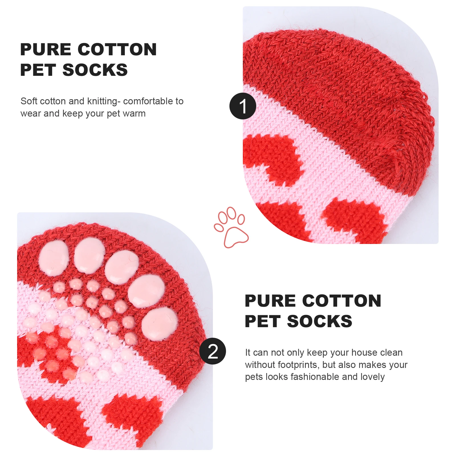 

4pcs Pet for Dogs Ankle Knits Soft Cotton Bottom Anti Skid Non Slip Comfortable Warm Puppy Socks for Small Medium Dogs Pet