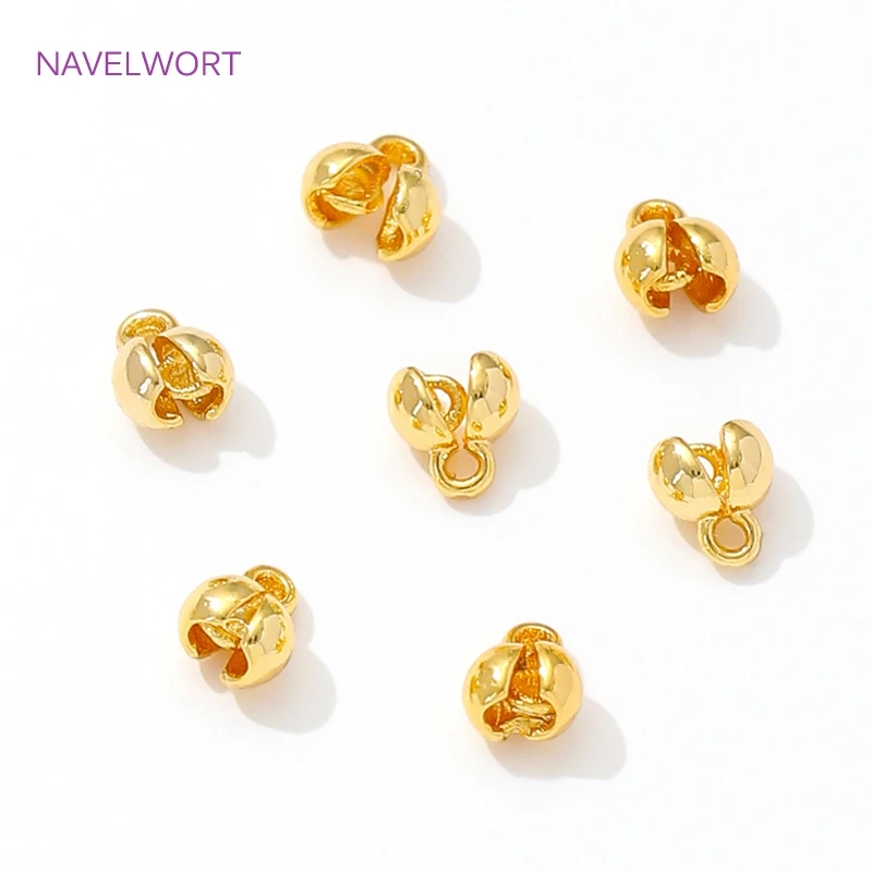 18K Gold Plated Brass Crimp Beads Clamping Beads,End Caps For Jewelry,For DIY Jewelry Making Accessories,Caps For Bracelet image 2