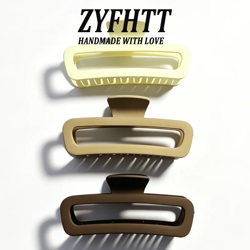 1/4 Stück ZYFHTT Einfarbige Matte Frosted Rechteckige Haarklammer für Frauen Täglicher Gebrauch Große Haifischklammer Modische Mädchen-Haarspange – Detail 11