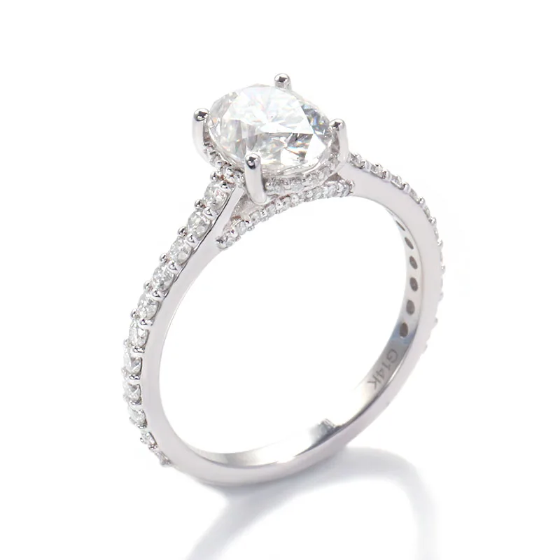 Provence 10K14k White Gold 3CT Lab Diamond Ring With Oval cut For Women Party Wedding Anniversary Fashion Jewelry Gift