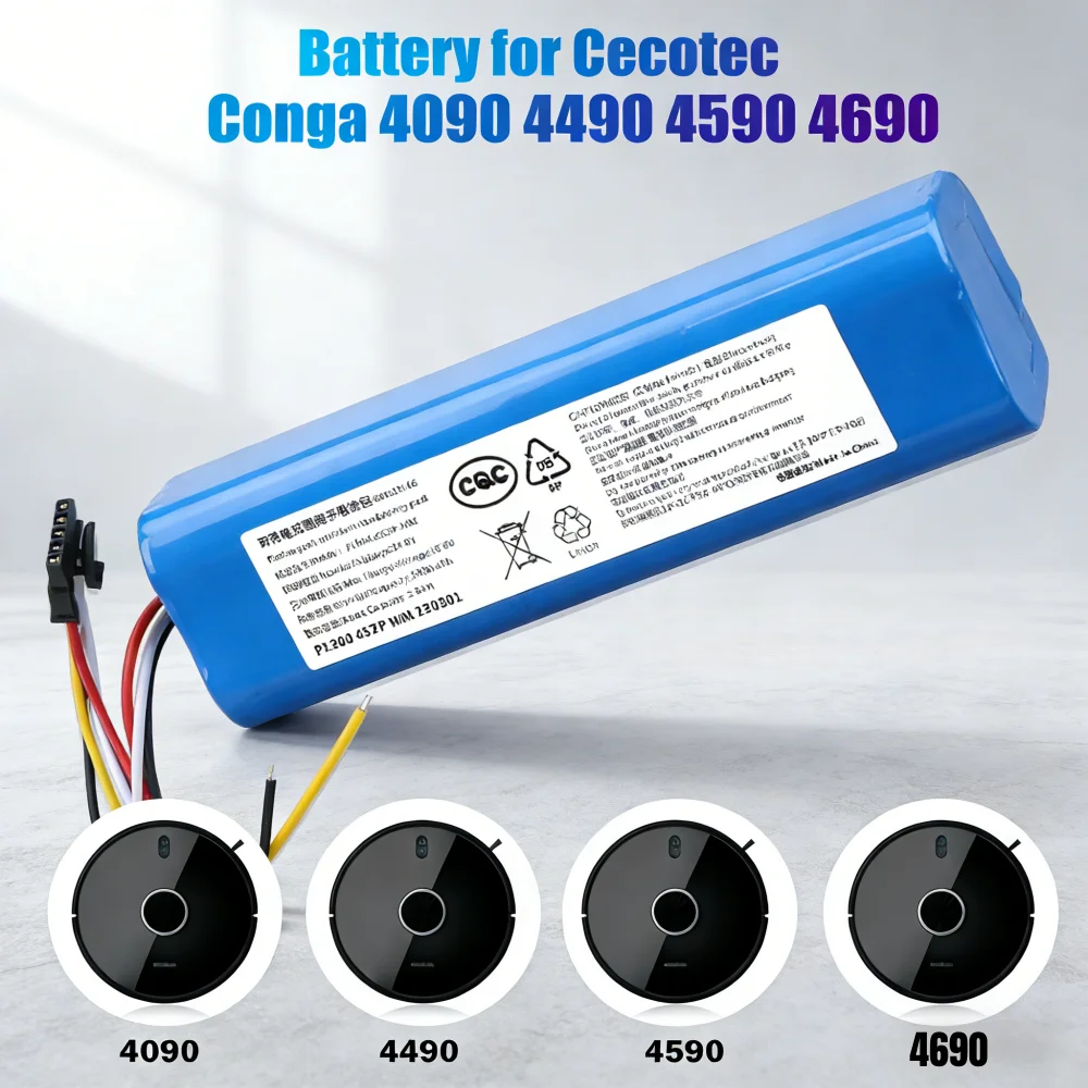 14.4V 5600mAh Replacement Battery Compatible for CECOTEC CONGA 4090 4490 4590 4690 Robot Vacuum Cleaner Accessories Spare