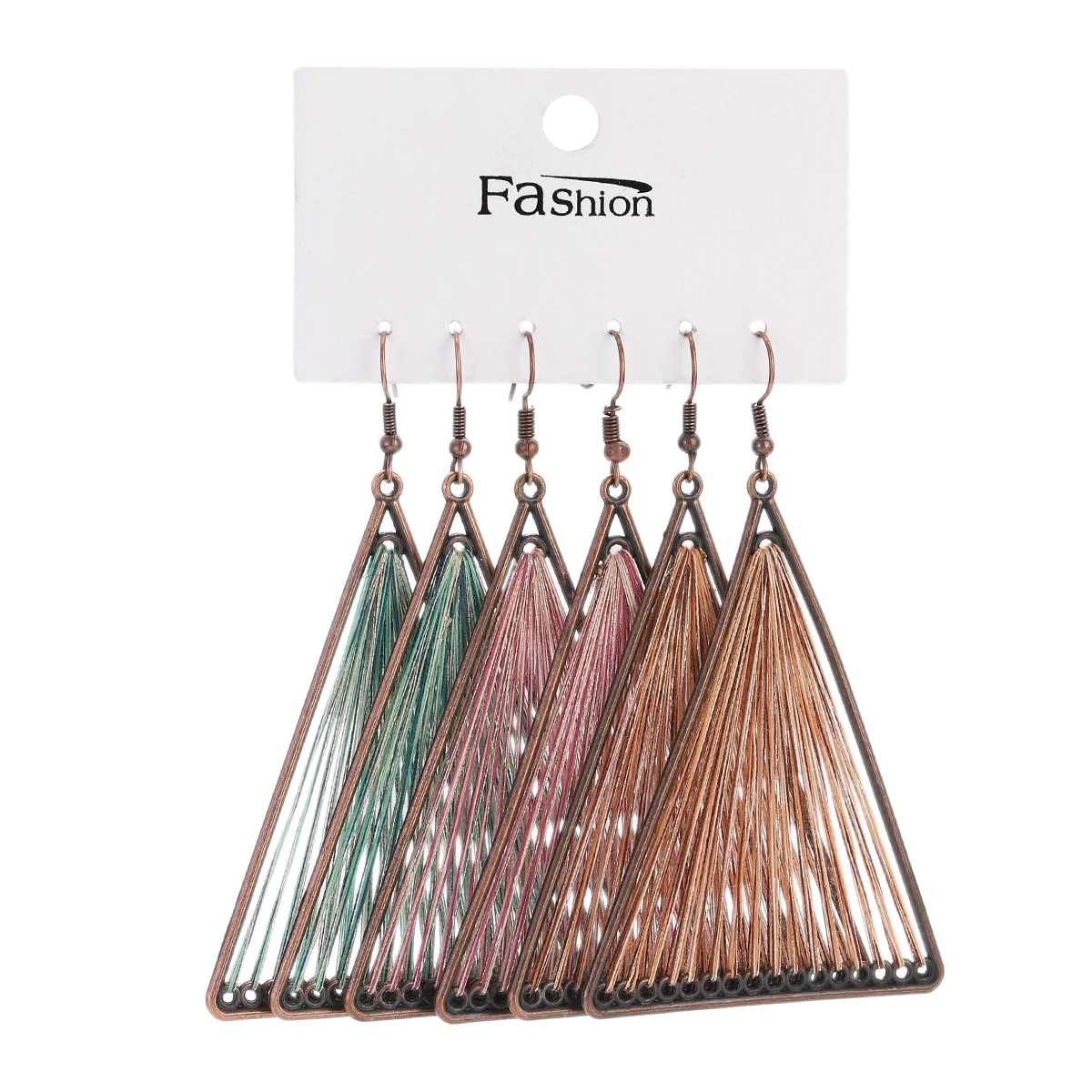 3Pcs/Set Boho Ethnic Multicolor Twine Big Dangle Drop Earrings for Women Vintage Geometry Round Tassel Earrings Sets Jewelry