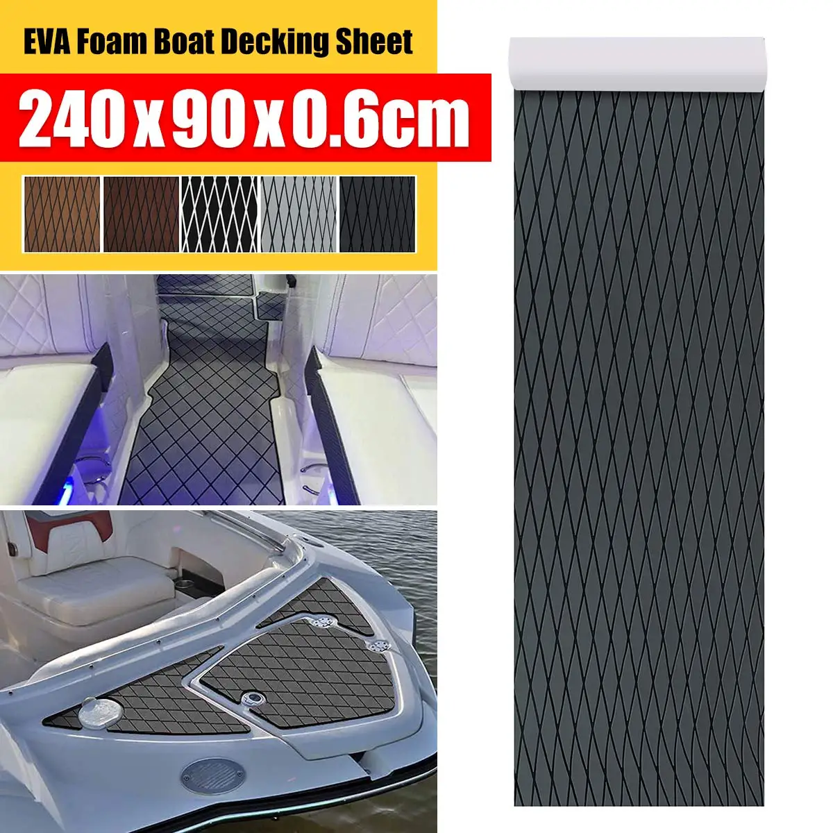 

2400x900x6mm Strong Adhesive EVA Foam Decking Sheet Pad Anti-Skid Faux Teak Yacht Marine Boat Flooring Mat