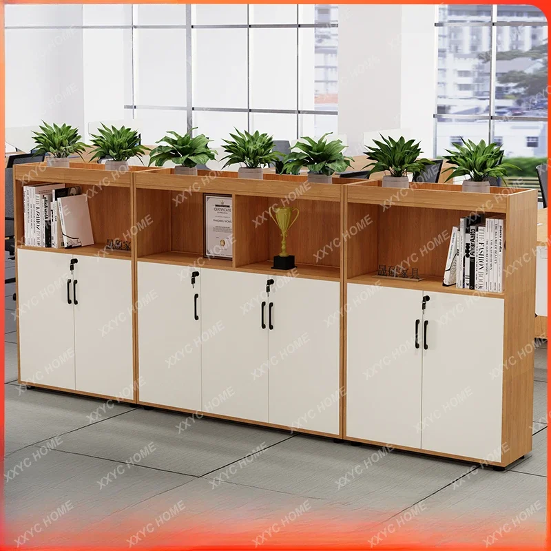 Office flower slot partition cabinet, table edge low cabinet, file storage  green plant flower and grass  workshop long cabinet