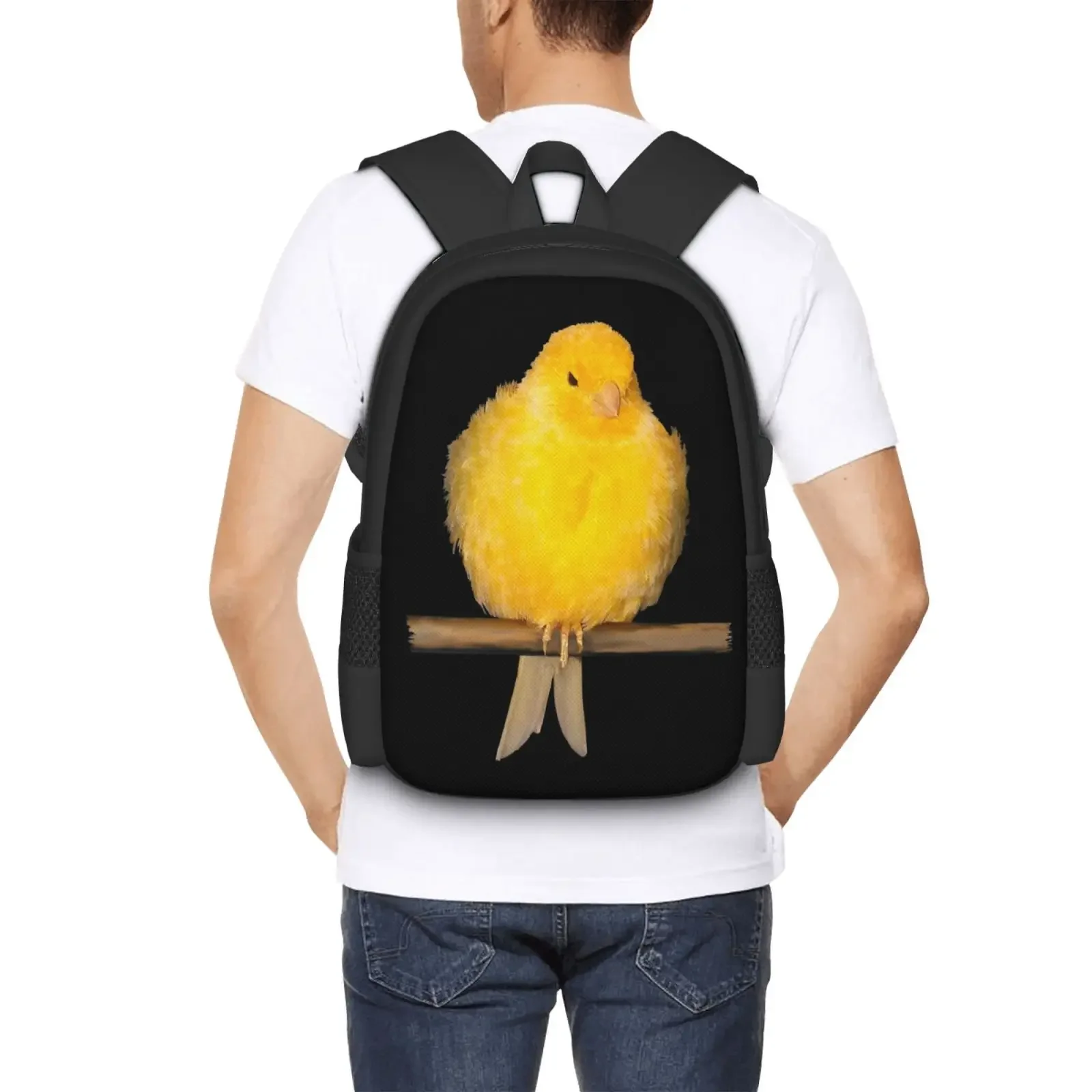 لطيف الكناري مع الريش الأصفر حار بيع المدرسية على ظهره حقائب الموضة الأصفر الكناري سونغ بيرد الطيور الصفراء الريش الأصفر I