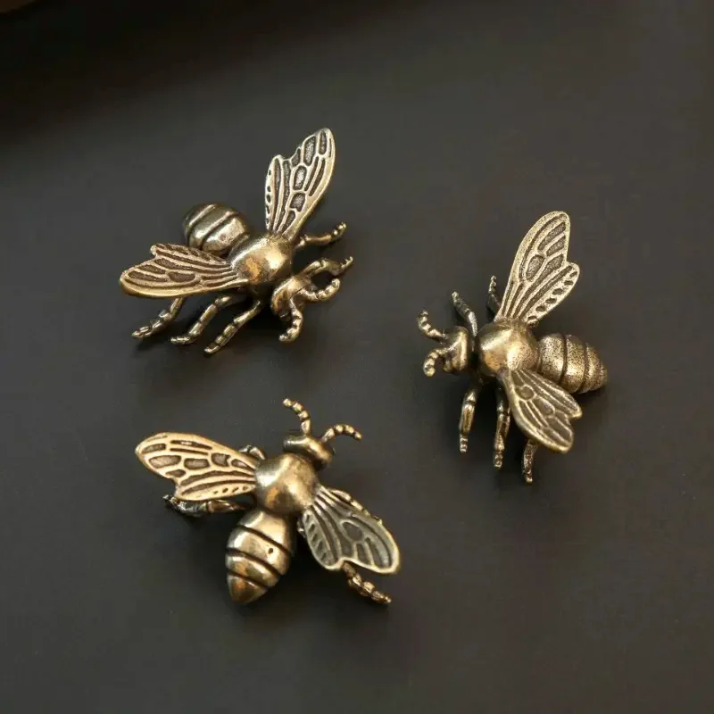 Vintage Messing 1 Stück/3 Stück Mini-Bienen-Sammlerfiguren - Handgefertigte antike Schreibtischdekorationen - Ideales Geschenk für Heim- und Büro-Sammler – Detail 6